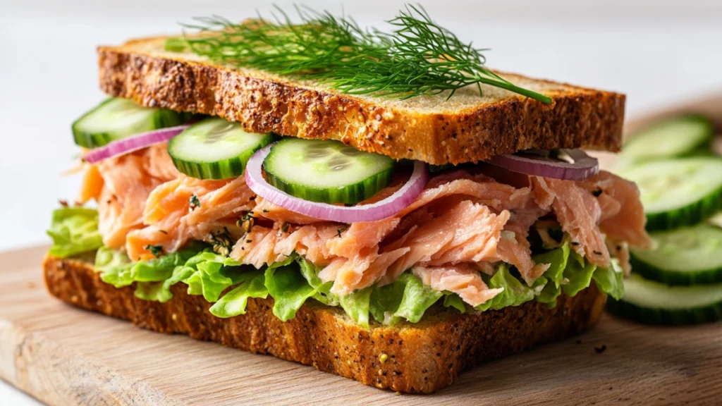 Salmon mustard sandwich