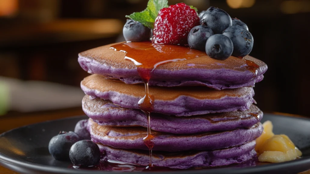 taro-flavored pancakes