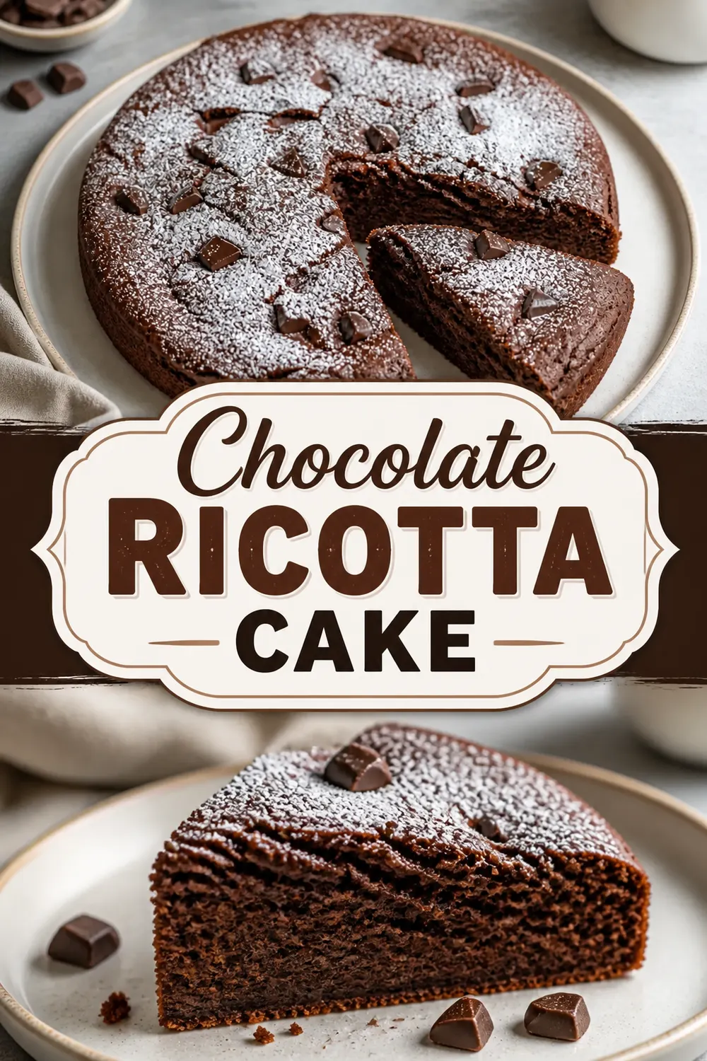 Chocolate Ricotta Cake Pinterest pin