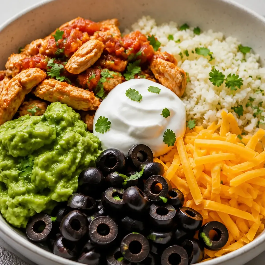 Healthy Lunchbox Chicken Burrito Bowls close-up view